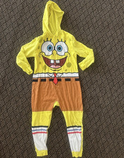 Nickelodeon SpongeBob Hooded Zip One Piece Cotton Pajamas Kids 8/10