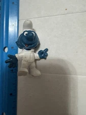 VTG Smurfs 1965 Astro Smurf Astronaut PVC Figure Schleich Peyo w/ Space Helmet