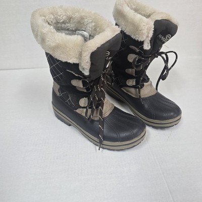 Magellan Outdoor Womens 7 Faux Fur Lined Winter Snow Rain Boots Lace Up Quilted