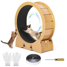 Large Silent Cat Wheel Indoor Running Exercise Wheel with Safety Lock and Toy