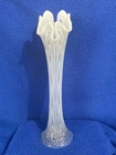 FENTON BOGGY BAYOU SWUNG VASE WHITE OPALESCENT ANTIQUE 1907 REVERSE DRAPERY