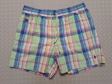 Polo Ralph Lauren Swimwear Trunks Men's L Plaid Drawstring Board Shorts Beach