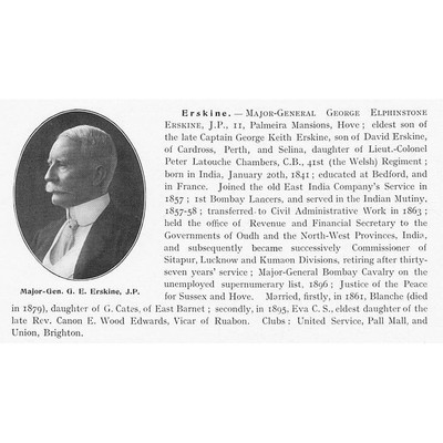 Generalmajor George Elphinstone Erskine JP - Antikdruck 1910