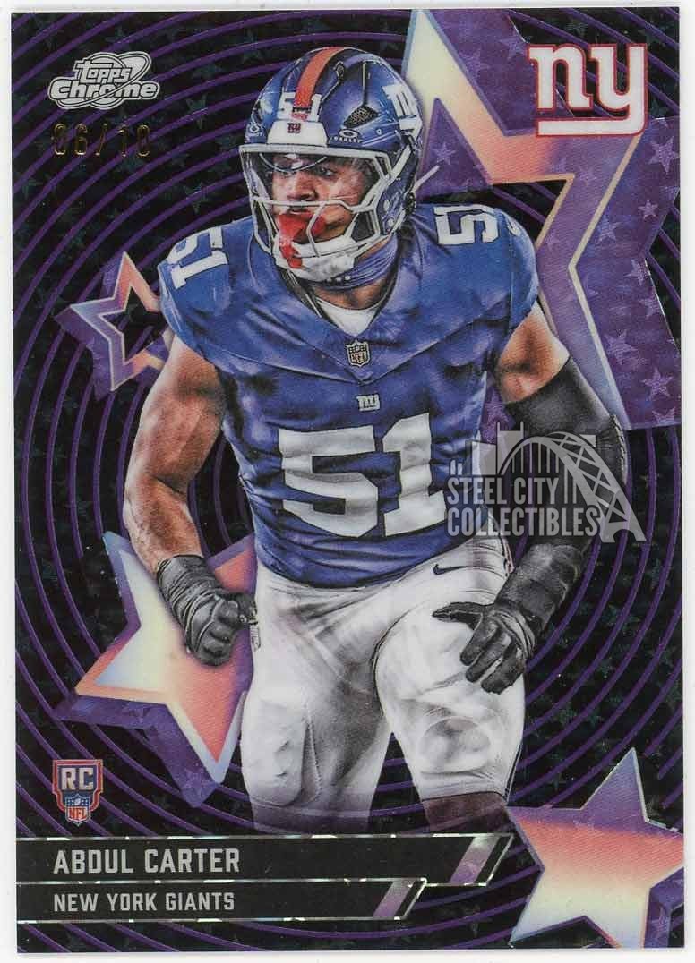 Abdul Carter 2025 Topps Cosmic Chrome Black Stars Rookie Card #SF-78 6/10
