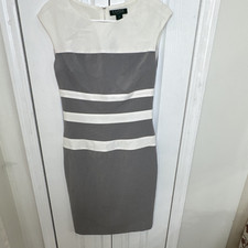Lauren Ralph Lauren Women’s Size 2 Gray White Striped Sheath Dress Zip Lined