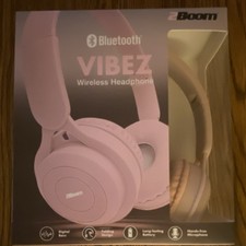 2Boom Vibez Bluetooth Wireless Over-Ear Headphones Built-In Mic Folding Pink