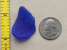 PURE BEACH SEA GLASS SURF TUMBLED COBALT BLUE LARGE OCEAN FROSTED PENDANT V2