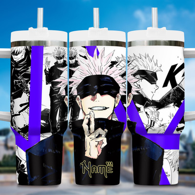 Anime Sorcerer Inspired Custom Tumbler with Handle 20oz 30oz 40oz