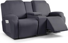 Reclining Loveseat with Middle Console Slipcover, 4 Piece Polyester Fabric