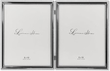 Lawrence 8x10 Beaded Silver Plated Double Picture Frame Classy BRAND NEW 