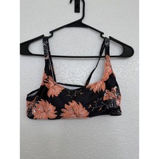 Floral Bikini Set Women's Swimsuit Black Orange Swimwear Beach Summer Vacation
