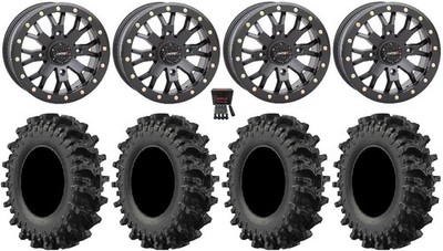 System 3 SB-4 Black (4+3) 14'' Wheels 30'' MotoSlayer Tires RZR Turbo S / RS1