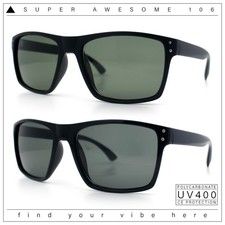 Mens Tempered Glass Lens Rectangle Sport Horn Rim Plastic Sunglasses