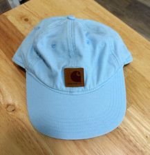 Carhartt Blue Solid Baseball Cap Men s One Size Adjustable Leather Logo Patch