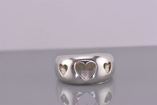 Sterling Silver 12mm Triple Cutout Hearts Domed Band Ring 7g 925 Sz: 9