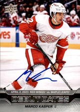 Marco Kasper Signed 2023/24 Upper Deck Debut Dates Detroit Red Wings Card #DD-24