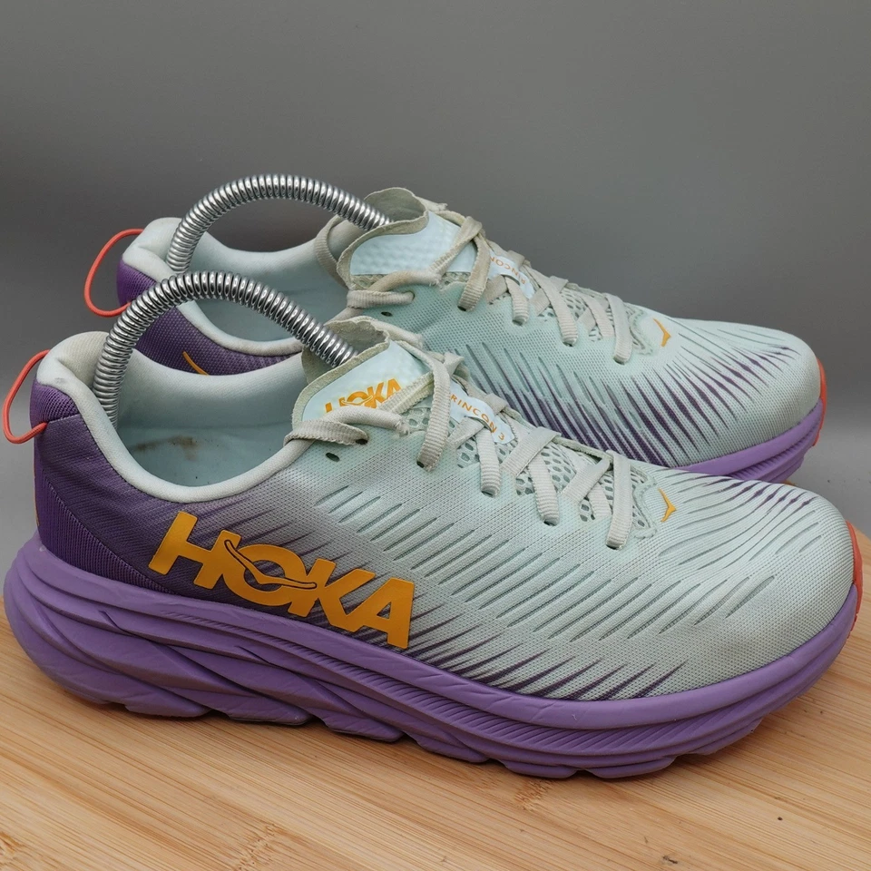 Zapatos Hoka para mujer 8.5B Rincon 3 azul púrpura naranja 1119396 defectos BGCV Foto 4 de 4