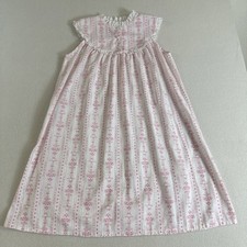 Vtg Lanz of Salzburg Nightgown Floral Eyelet Lace Cottagecore Pink Logo Large