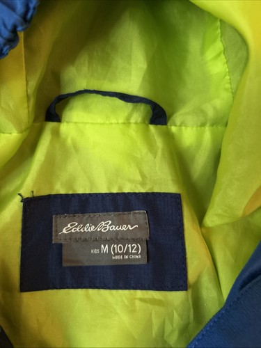 Eddie Bauer Kids Blue Windbreaker Hood Zip Up Jacket Size Small Sz 10 / 12 Boys - Picture 3 of 6