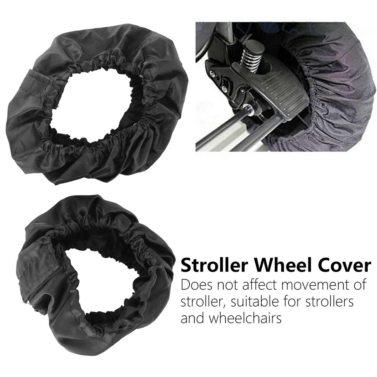 2Pcs Oxford Cloth Stroller Wheel Cover Dustproof Infant Pushchair Tire Protector