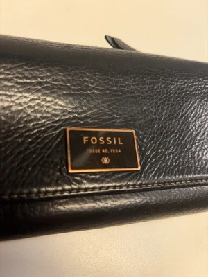 Fossil Black Cowhide Leather Trifold Flap Clutch Wallet - SL6676 - Bild 1 von 4