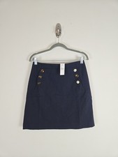 Nwt Ann Taylor A-Line Ponte Skirt Size 4 Navy Blue Button Trim Above Knee