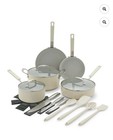Bobby Flay 21pc Ceramic Nonstick Cookware Set Greenpan Pots Pans, Cream