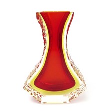 ALESSANDRO MANDRUZZATO Murano Glass Vase Block Vase Sommerso Vintage Design 15.7cm