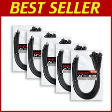 Black Zip Ties 24 inch - 200 lbs Tensile Strength, 250 Pack