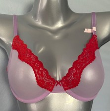Victoria's Secret Bra Nwt Lilac Sheer Mesh  Red Lace Unlined Underwire Demi