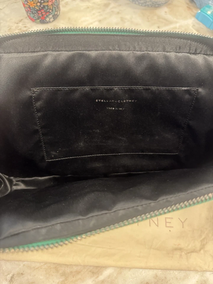 Bolso sin asas Stella McCartney verde esmeralda satinado OS raro Foto 4 de 4