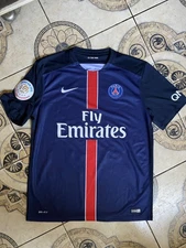 NIKE PARIS SAINT-GERMAIN 2015-16 HOME FOOTBALL PSG JERSEY CHAMPIONS 2015 Size L