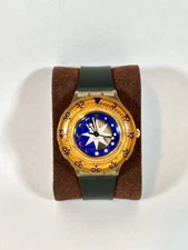1992 Swatch Scuba 200m Golden Island Men’s Diving Watch Rare 90's Orange Blue