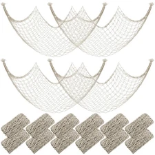 12 Pack Natural Fish Netting Decorative 80 x 40 Inch Fish Net Decorations for...