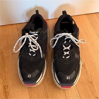 Balenciaga Triple S Herren Sneaker Low Top Schnürung Komfort Schwarz/Weiß/Rot 43