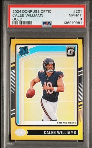 Caleb Williams 2024 Donruss Optic Gold Rated Rookie /10 RC #201 PSA 8 Bears KG
