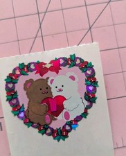 Vintage Sandylion Stickers Teddy Bears Inside Flowered Heart Love 1 Module READ