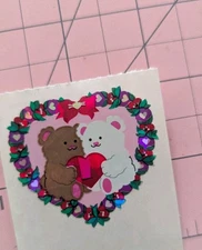 Vintage Sandylion Stickers Teddy Bears Inside Flowered Heart Love 1 Module READ