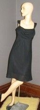 Vintage 90's simple little black dress COWL neckline L XL chiffon JUMP knee