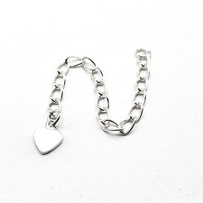 Sterling Silver Extender Chain 3" 925 w/ 6mm Heart 1pc Necklace Bracelet