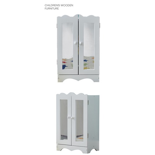 Armadio gioco in legno per bambole armadio mobili armadio guardaroba vestiti bambola - Foto 5 di 7