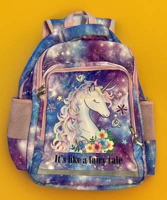 Girl's Pink & Blue It s Like A Fairy Tail Unicorn Book Bag Adjustable Straps