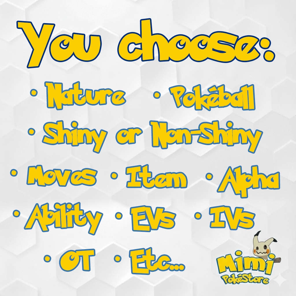 CUSTOM TEAM - 6 Pokemon Shiny 6ivs Alpha Competitive for ZA