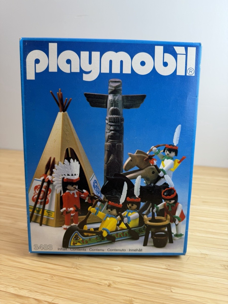 PLAYMOBIL 3483 VINTAGE UNOPENED NEW SEALED 1985 INDIAN NATIVE CAMP