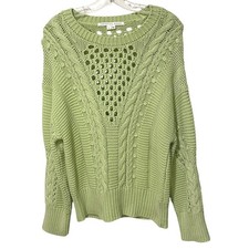 Veronica Beard Pistachio Green Eleanor Crochet Pullover Sweater Cotton Spring XL