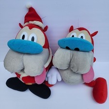 Vintage 1992 Big 16" Plush STIMPY Ren  Stimpy Nickelodeon Dakin 90's Lot Of 2