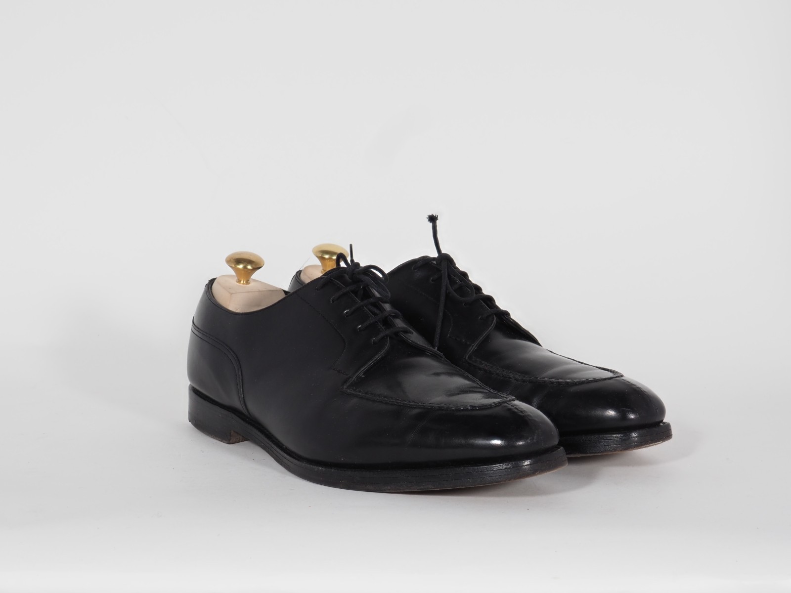 Custom Made Black Leather Split-Toe Apron Derby S… - image 1