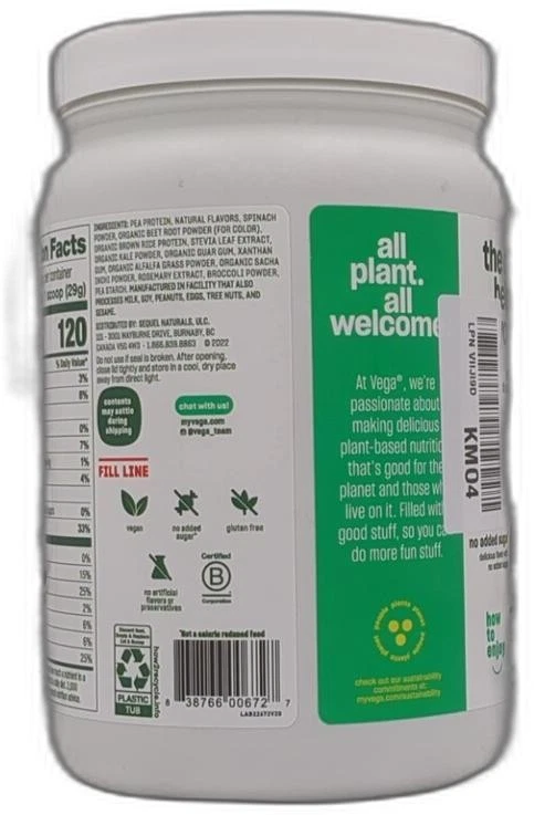 *2025-10-1* Proteína Vega y Verdes Proteína en Polvo, Baya - 20g A Base Vegetal Foto 2 de 4