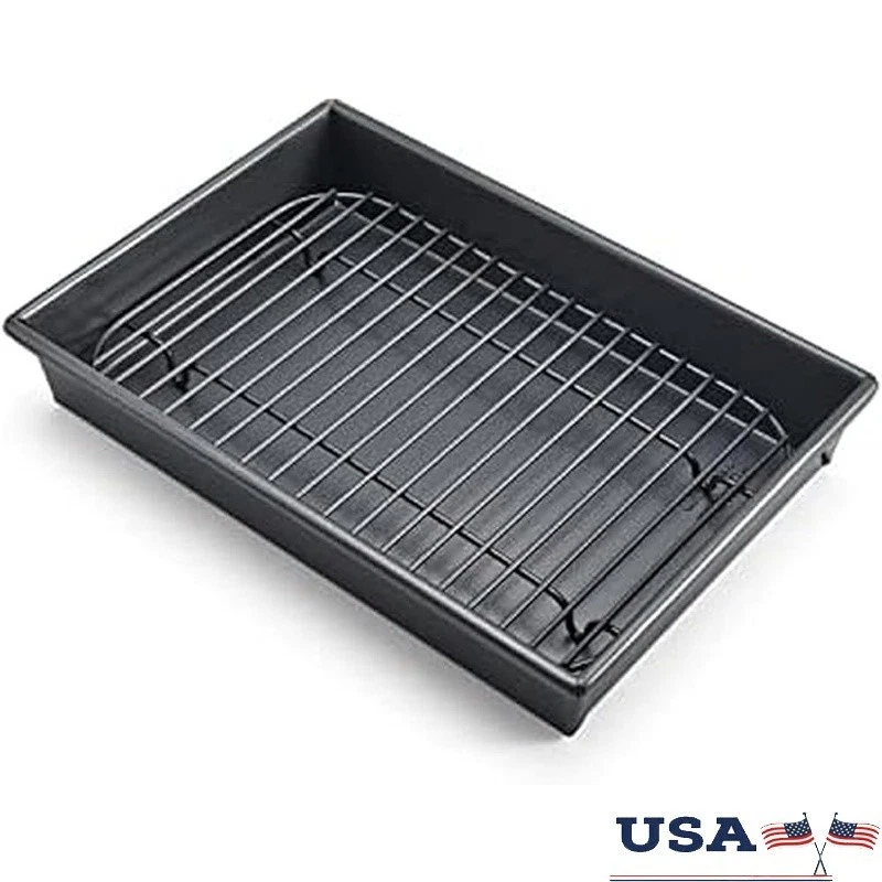 Nonstick 10x7 Baking Pan W/ Rack Roasting Baking Small Meals & Brownies New