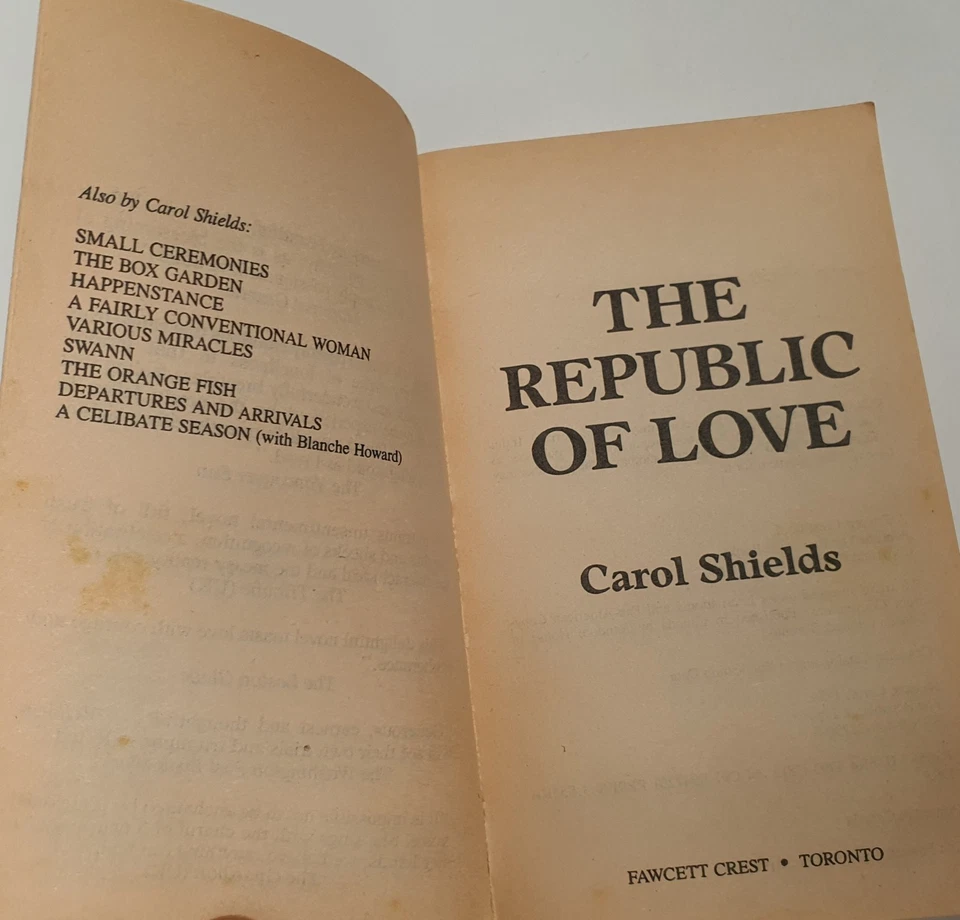 The Republic of Love de Carol Shields tapa dura c1993 hecho en movimiento en 2003 Foto 4 de 4